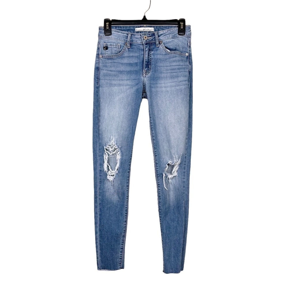 KanCan Cassandra Distressed Medium Wash Mid Rise Super Skinny Jeans 
Size 3/25